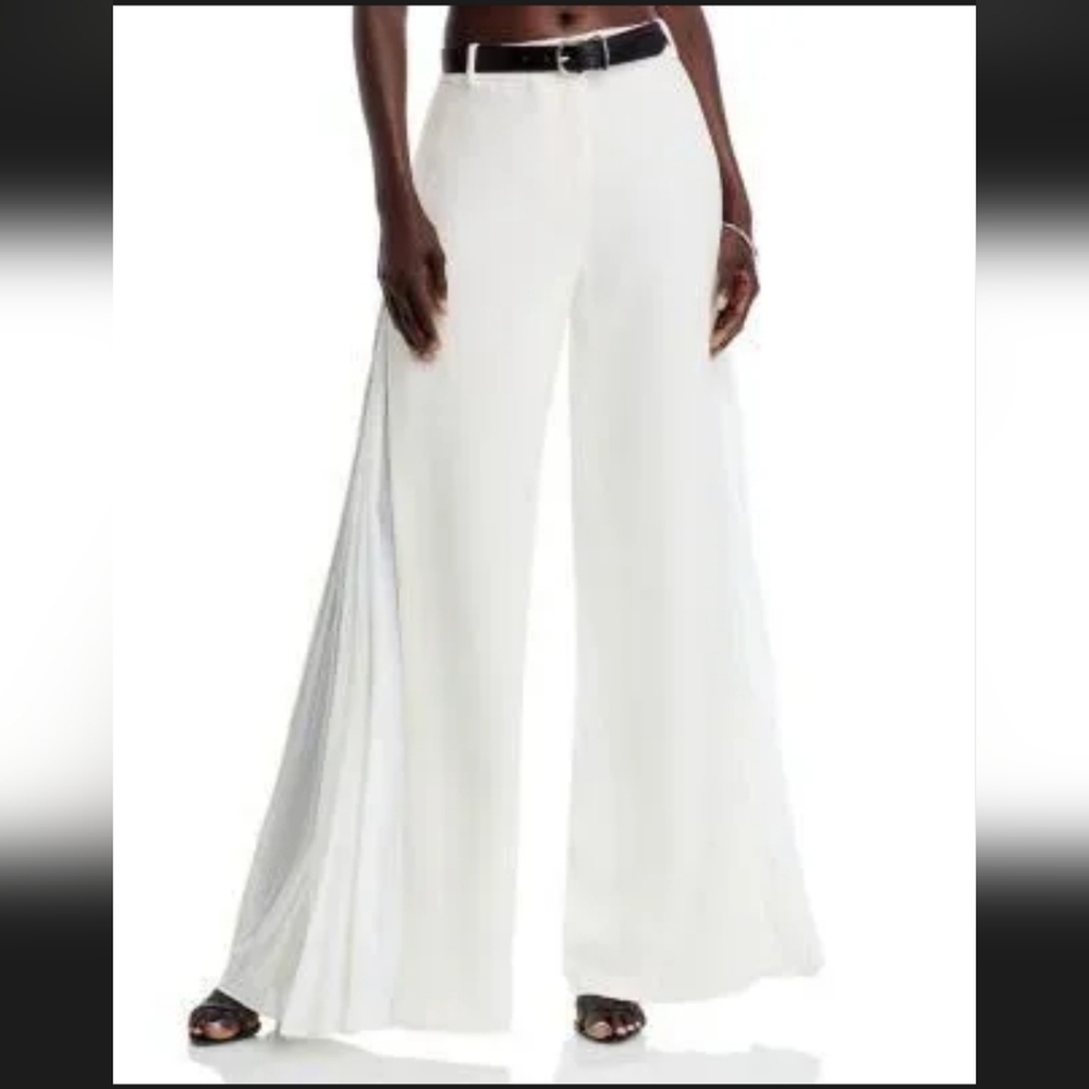 Jonathan Simkhai Elegant Wide-Leg Ivory Trousers Lilo Pleated Pant